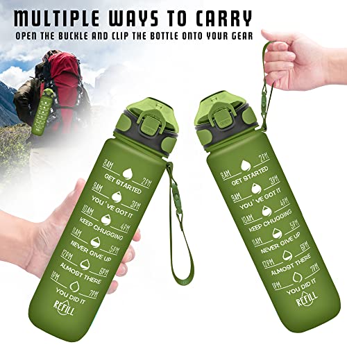 Enerbone 32 oz Drinking Water Bottle with Times to Drink and Straw, Motivational with Carrying Strap, Leakproof BPA & Toxic Free, Ensure You Drink Enough Water for Fitness Gym Outdoor - Thumbnail 6