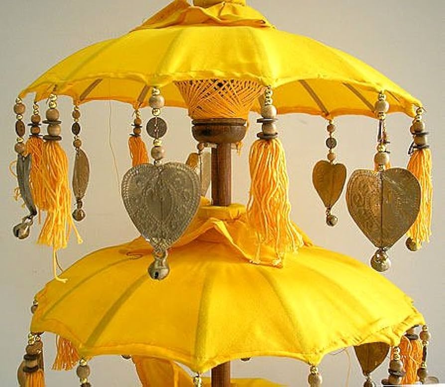 Amazon.co.jp: バリ島の儀式用3段傘 ゴールド黄色 室内用[H