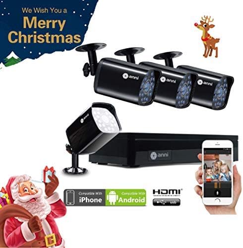 4CH DVR 960H Video CCTV Security System 4PCS 1500TVL Weatherproof Outdoor Cameras Surveillance Kit, Free iOS Android APP, Motion Detection Email Alert, IR Night Vision 65FT, NO Hard Drive