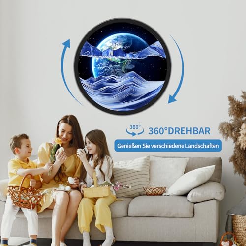 WPUXOY 23.6''Sand Pictures for Rotating 3D Sandscape Moving Sand Art Round Glass Deep Sea Sand Picture in Motion Display Flowing Sand Frame - Image 3