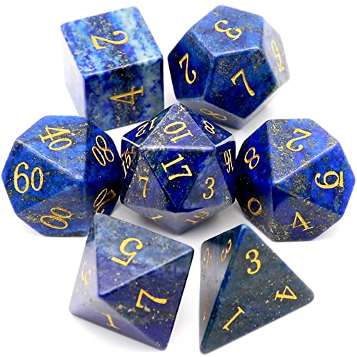 Haxtec Gemstone DND Dice Lapis Lazuli Polyhedral Dice Set for RPG