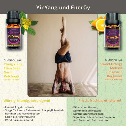 OLLEENO® Ätherisches Öle Set, Reines Natürliche Duftöle Set 6 x 10ml Essential Oils für Aromatherapie 100% naturrein Massage Düftöl, Ätherisches Öl für Diffuser Luftbefeuchter, Kerzen und Duftlampe – Bild 3
