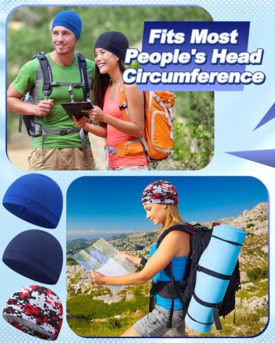 Image of 9 Pcs Cooling Skull Cap Camo Liner Sweat Wicking Lightweight Cycling Cap Running Hat for Men Women