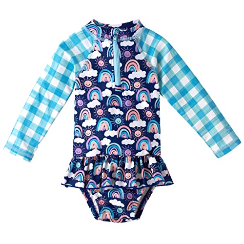 Image of UV SKINZ UPF 50+ Baby Girl's Long Sleeve Ruffled Swim Suit