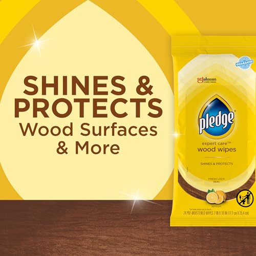 Image of Pledge Expert Care Enhancing Wood Wipes, Lemon Scent, 24 Count (Pack of 2)