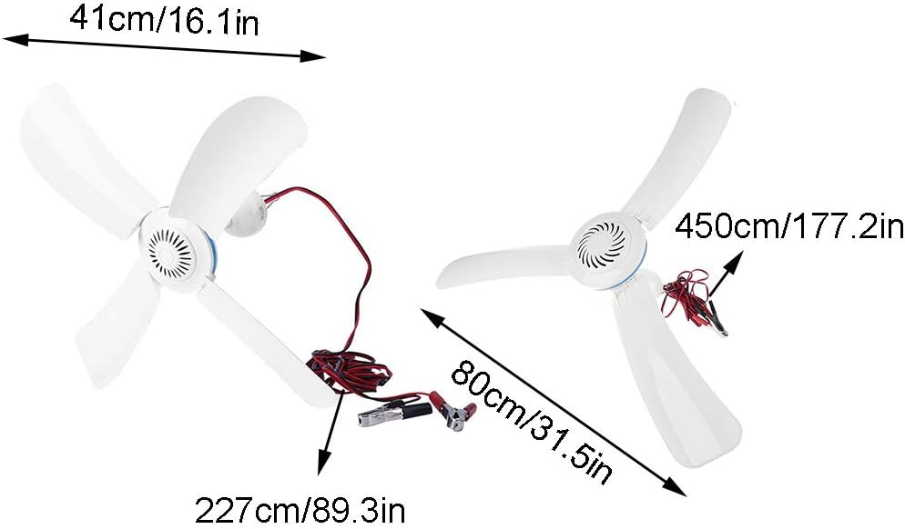 12V Battery Powered Ceiling Canopy Fan 16”/31.5” Hanging Camping Tent Hanger Fan For Outdoor Barbecue Home Dormitory
