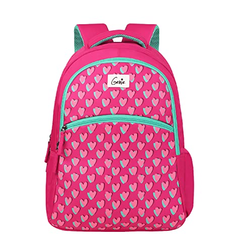 Genie Littlehearts Backpack for Women – 2 compartments, School Bags for Girls, Stylish and Trendy College Backpacks for Girls, Water Resistant and Lightweight Bags for Office and Travelling Purpose.