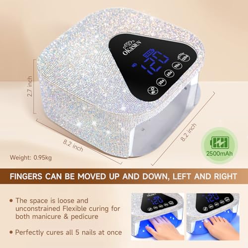 Okasiuv UV LED Nail Lamp with UV Gloves Magnetic Metal Mirror Base Cordless Dryer Gel - image 7