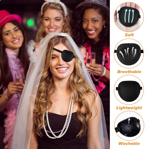 Tyqour 2 Stück Augenklappe Medizinisch, Verstellbare Piraten Augenklappe Pirat Eye Patches, 3D Medizinische Augenklappen Medical Eyepatch für Erwachsene Kinder Linke Oder Rechte Augen