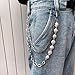 Layered Pants Wallet Chain for Men Women Trendy Flower Pearl Rhinestone Wallet Chain Dainty Fashion Street Jeans Punk Jewelry Clothing Accessories (C)