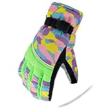 KINEED Waterproof Windproof Girls Boys Youth Winter Ski Snow Snowboard Riding Cycling Warm Gloves Large