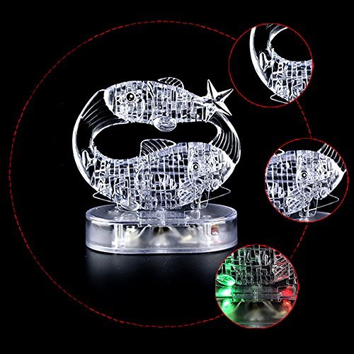 Coolplay 3D Crystal Puzzle With Light-Up Base For Adult, 3D Zodiac Puzzle Constellation Series Of Pisces #TOP2