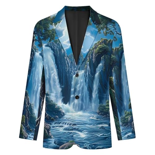 Waterfall Nature Mens Blazer Two Button Sport Coat Lightweight Suit Jacket for Travel Business Wedding4
