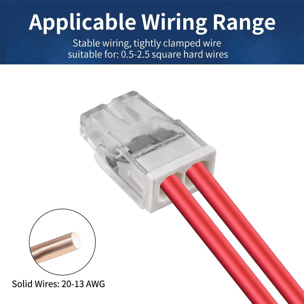 100pcs Wire Connectors Push-in Kit, 2 Ports Electrical Splicing Compact Nuts Connectors for Wiring 18-13 AWG