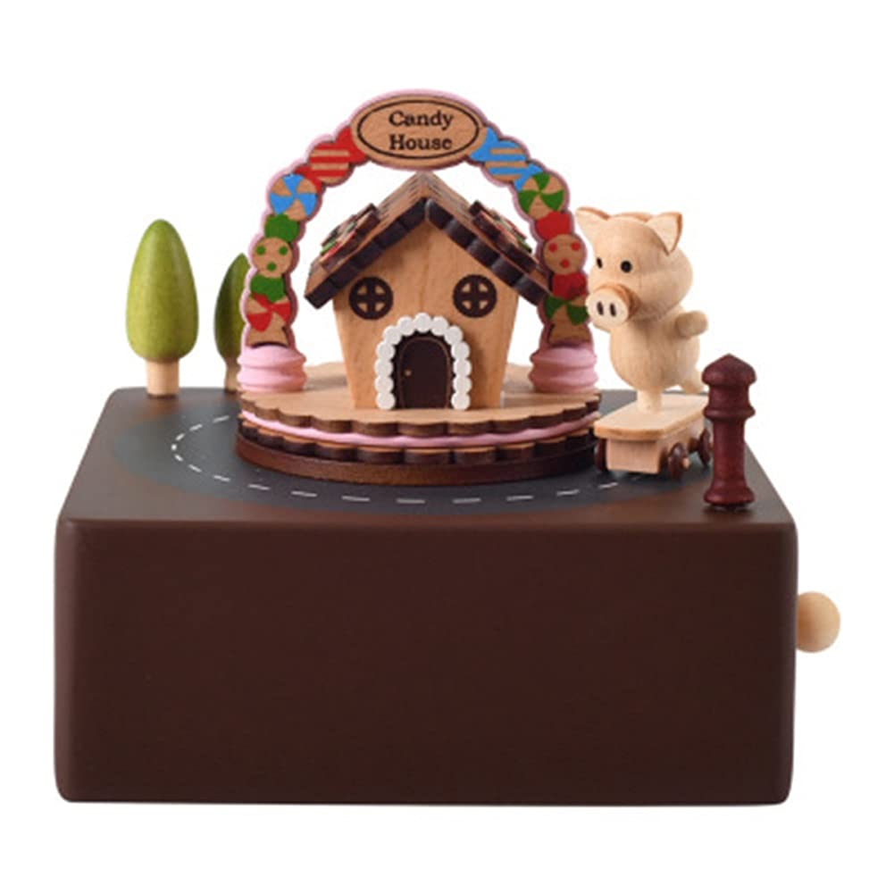 DKIUGL Little Pig Cute Cartoon Wooden Music Box Children's Model Room Decoration