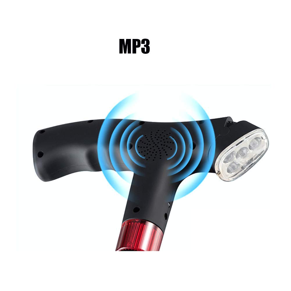 BJH Bastones con luz LED y Alarma con 3 muletas MP3 Antideslizantes para Hombres y Mujeres Interesting