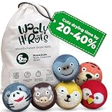 Chemical Free & Baby Safe! Reusable Wool Dryer Balls XL 6-Pack - Reduces Static, Cuts Dry Time, & Softens Naturally