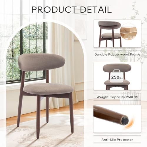 image for COLAMY Wooden Dining Chairs Set of 4, Modern Fabric Upholstered Kitche