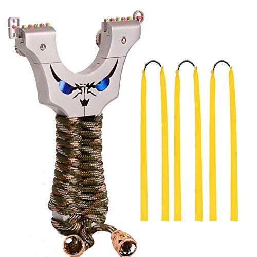 Hbg High Velocity Powerful Slingshot Hunting Stainless Steel Outdoor Y Aiming Point Slingshot, 5 Removable Sights, 3X Replacement Rubber Bands, 50 Pcs Steel Ammo Balls #TOP9