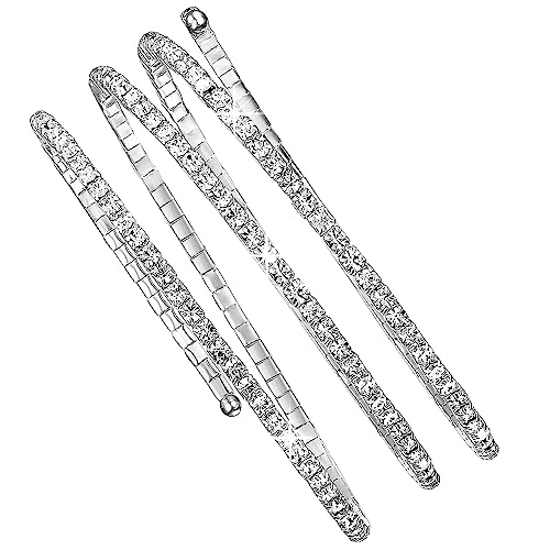 Jojomina Rhinestone Arm Cuff Jewelry for Women Multilayer Arm Bracelet Upper Arm Jewelry Crystal Silver Prom Bridal Bangle for Party Bride Wedding