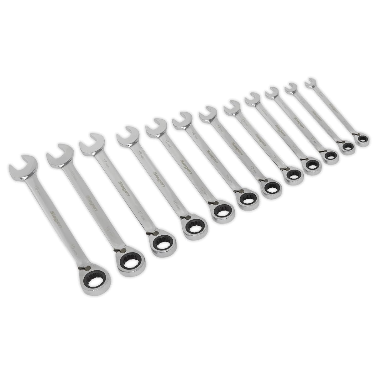 Sealey Reversible Ratchet Combination Spanner Set 72 Teeth 12 Pcs Metric S0840