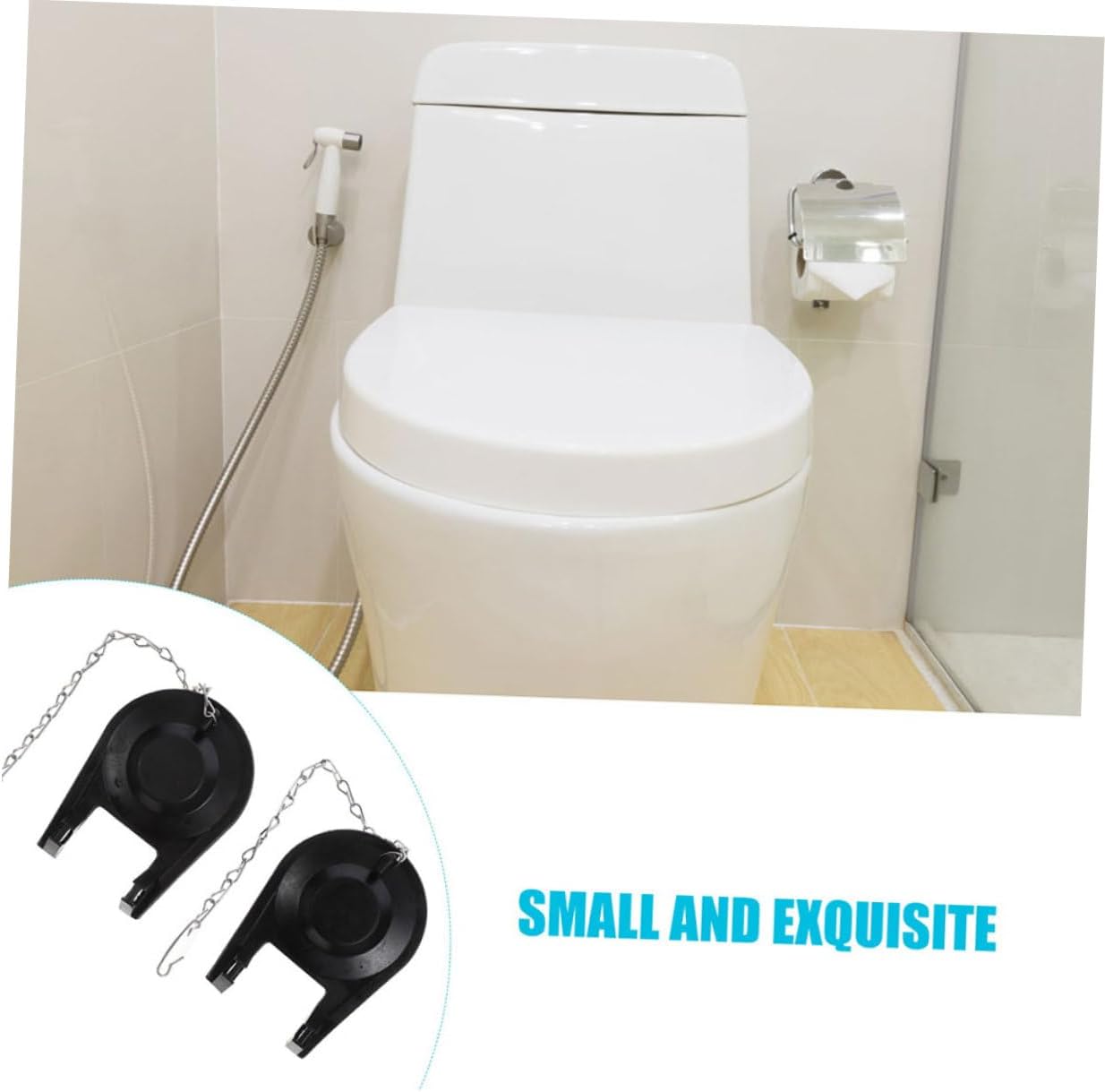 4Pcs Rubber Toilet Flapper Replacement Kit Durable Water Saving Valve for Toilet Tanks Easy Installation Black Flapper with Chain