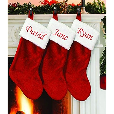DSGN BY DNA Personalized Custom Embroidered Christmas Xmas Plush Stocking 20 Inches Cover