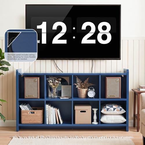 Image of 8 Cube Low Storage Organizer, 63 inch Long Horizontal Bookshelf,Blue