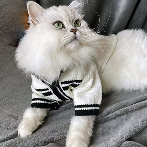 CRIDENG Luxury Winter Cat Warm Sweater Puppy Clothes for Kittens Small Dog Pullover Clothes Comfy Button Up Girls Doggie Coats Knitwear Cold Weather Outfit for Fall Winter (XS - XL)