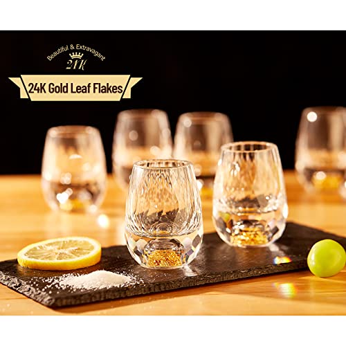 Dujust Diamond Shot Glasses (1.5Oz), Crystal Shot Glass Set Decorated With 24K Gold Leaf Flakes, Luxury & Cute Shot Cups, Bpa-Free & Lead-Free, Perfect For Décor & Collection, Gift Choice - 6 Pcs #TOP1