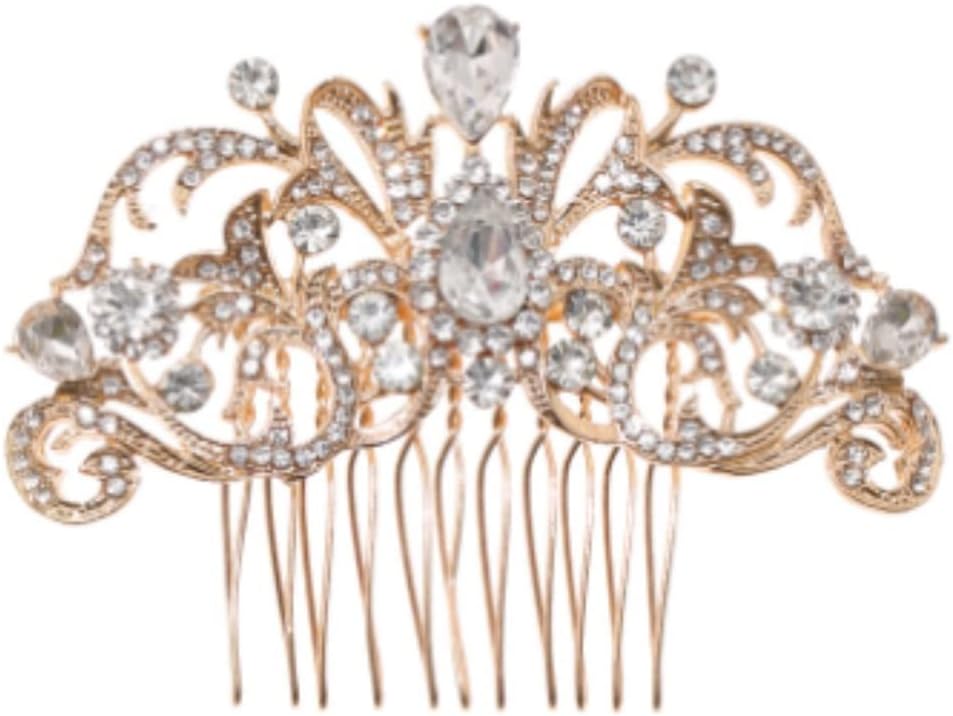 Wedding Hair Comb Hair Side Comb Hair Comb Clip Jewelry Crown for Women Crystal Hair Combs Rhinestone Pearl Bridal Hair Comb Women Hair Jewelry Wedding Bridal Hair Comb Pins Side Comb (Color : Silver