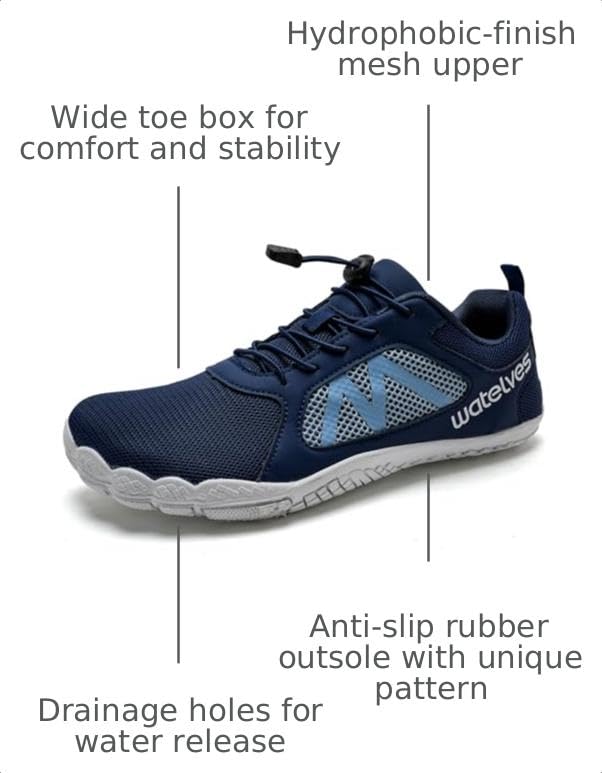Image of WateLves Barefoot Water Shoes for Women Men Wide Toe Quick-Dry Lightweight Mesh Breathable Aqua Shoes for Beach Swim Yoga Exercise Surf Pool Boat