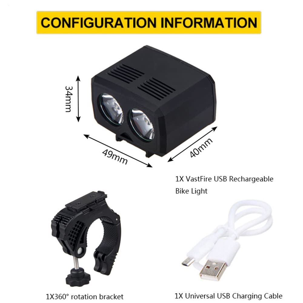 Faro Anteriore e Posteriore per Bicicletta, Ricaricabile Tramite USB, per MTB e Bici da Strada, con Batteria Integrata. Accessori per Ciclismo.