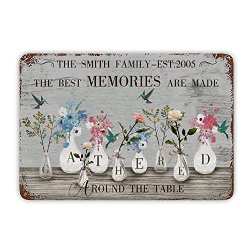 Blue Hydrangea Rose in Vase Tin Sign The Best Memories Metal Plaque Flower Shop Garden Sign Decor Iron Painting Personalized Chic Sign Nursery Wall Art for Home Kitchen Living Room Dining Room 12x8in