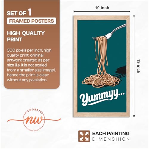 Image of NoWorries Wall art framed painting food posters for cafe decor (Synthetic wood frame) inch300 GSM premium art HD prints inch Wall painting for Home & Kitchen Decor (Pattern illustration)( Set of 1, Framed Painting) (NATURAL, ART-7, 10X19INCHES)