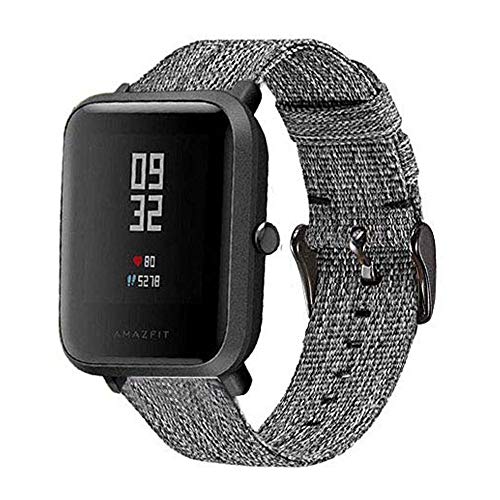 for Amazfit Bip / Bip Lite / Bip U / Bip S Bands,ViCRiOR Premium canvas Nylon Quick Release Replacement Strap Watch Band for Amazfit GTS / GTS 2 / GTS 2 Mini / GTS 2e, Black Gray