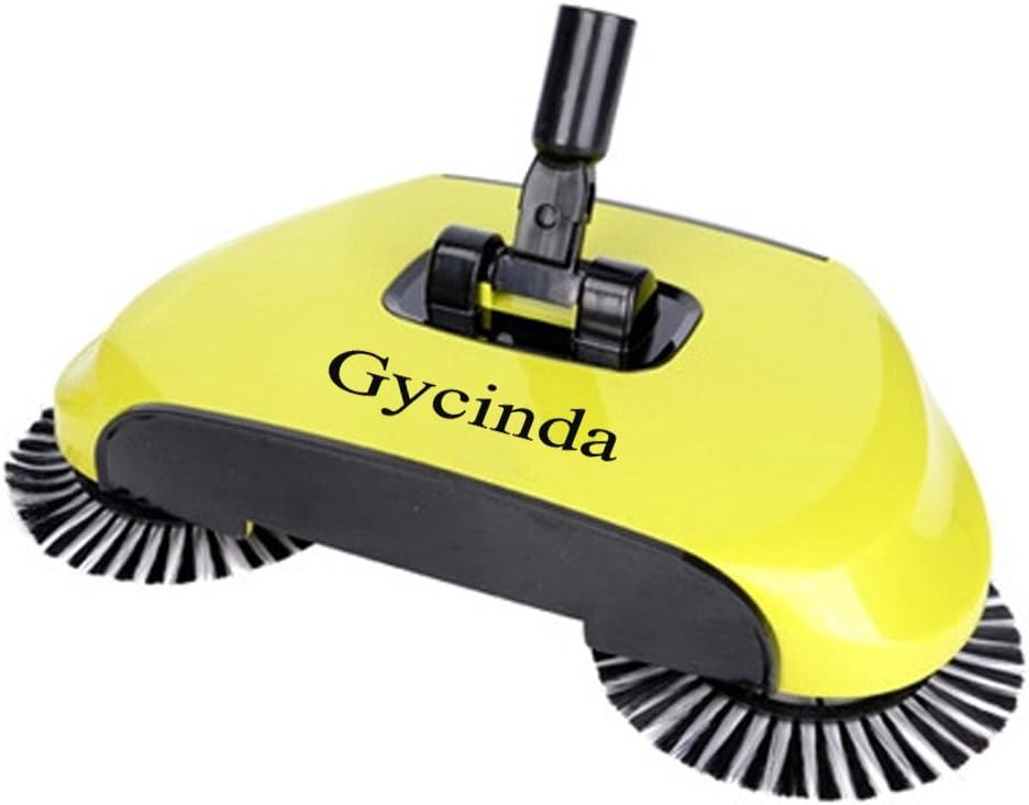 Gycinda Floor Sweeper Adjustable Handle Lightweight Sweep-up Swivel Sweeper Broom(Yellow)