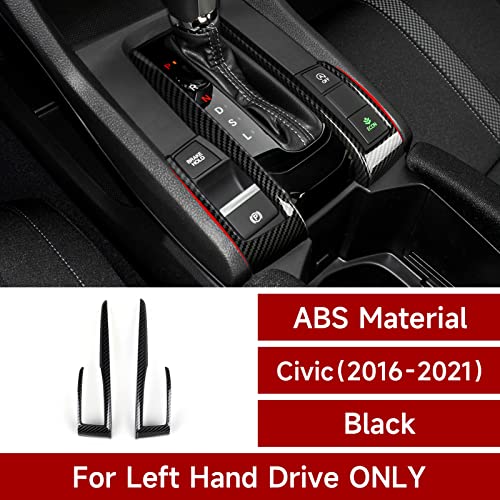 Image of Gear Shift Panel Decor Cover Decals for 2016 2017 2018 2019 2020 2021 Honda Civic 10th Gen Accessories ABS Carbon Fiber Interior Stickers