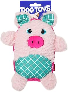 Plush Squeaky Dog Toy with Crinkle Sound, Durable Stitching Chew Toy for Dogs, Cute Animal Shape, Dual Sound Design for Boredom Relief (Pink)