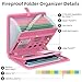 Fireproof Accordion File Organizer, Portable Expanding File Folder with Waterproof Zipper&Labels, Pink Document Organizer with 13 Pockets, File Organizer for Important Document/Paper Storage