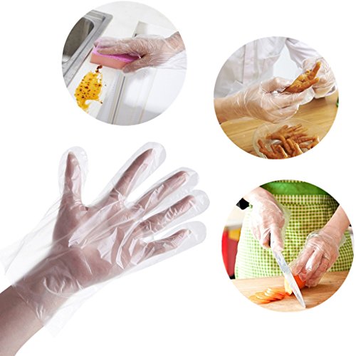 Preisvergleich Produktbild Milopon Einmalhandschuhe Folienhandschuhe Transparente Lebensmittelqualität Kunststoff Handschuhe Verpflegung Schönheit Essen und Küche 500pcs