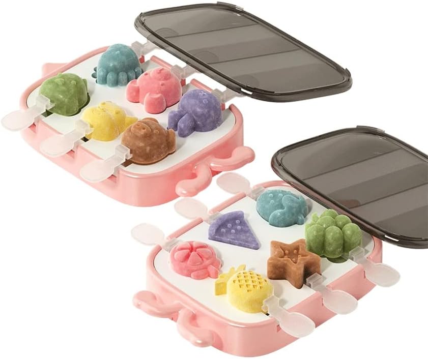 Two Ice Cream Molds Home-Made Food-Grade Ice Cube Ice Cube Ice Mold Silicone Popsicle Ice Cream Mold (White) (Pink)