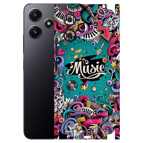 Image of AtOdds - Full Body Back Screen Guard Protector Film - Lamination Wrap Skin Sticker Compatible with REDMI 12 (5G) | Scratchproof Matte Finish (Design - Music)