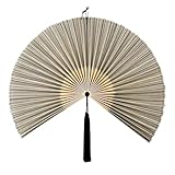 ChumDecor Fan Wall Decor, Japanese Giant Fan, Large Bamboo Fan Wall Art For Boho Hanging Headboard, Decorative Folding Fans For Over Bed, Asia Trending (Gray 48inch)