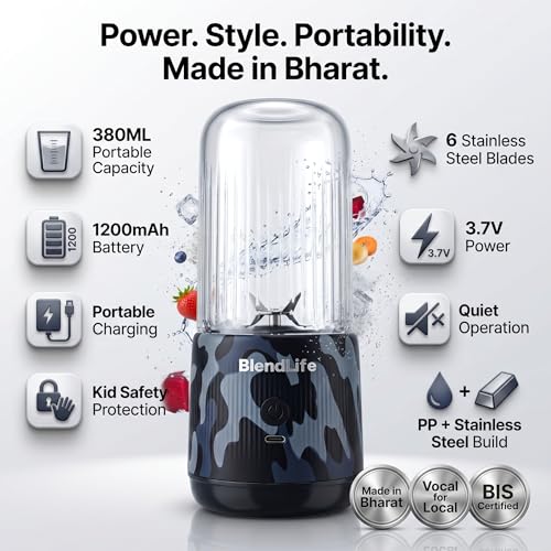 Image of BlendLife JOSH 380ml Portable Blender Juicer Mixer - Made in Bharat