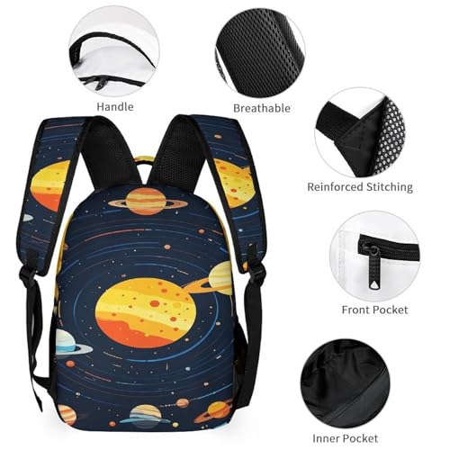 3Pcs Backpack Sets Solar System Planets Print Travel Daypack 3 in 1 Lightweight Backpack Set with Lunch Bag And Cosmetic Bag3