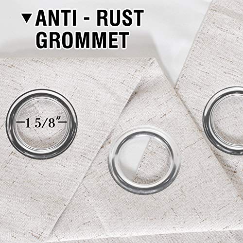 H.versailtex Linen Blackout Curtains 96 Inches Long 100% Absolutely Blackout Thermal Insulated Textured Linen Look Curtain Draperies Anti-Rust Grommet, Energy Saving With White Liner, 2 Panels, Ivory #TOP5