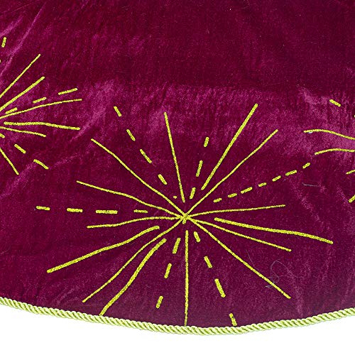 Christmas Tree Skirt Holiday Decor - Red Velvet With Gold Glitter Starbursts thumb #5