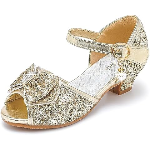 Furdeour Girls Sandals Gold Block Heel Toddler for Kids Size 10 Flower Girls Wedding Party(2906Gold 10) Cover