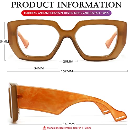 Image of AIEYEZO Thick Frame Blue Light Glasses Men Women, Fashion Square Computer Eyeglass Anti Eyestrain & Prevent Headache